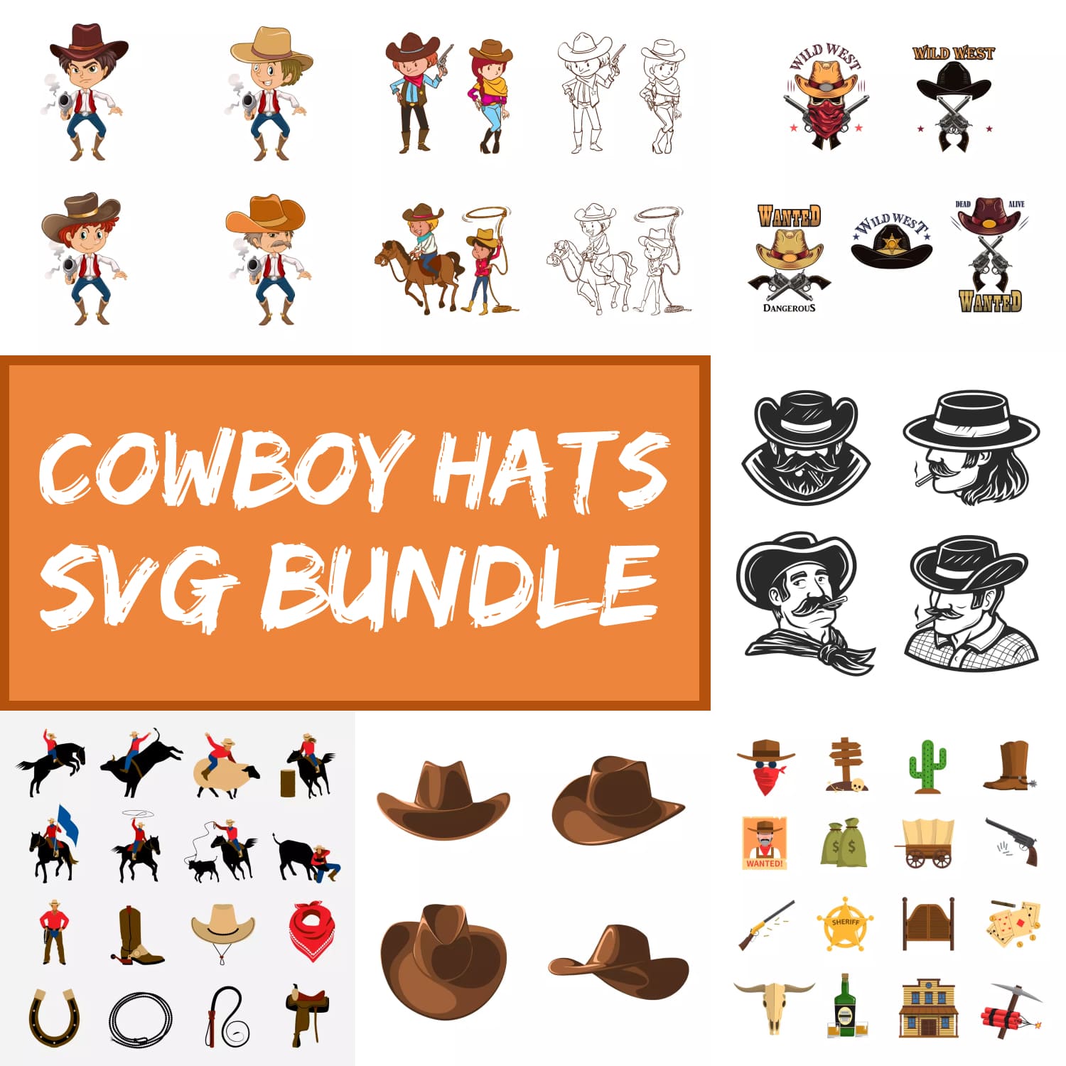 Cowboy hats SVG bundle, main image 1500x1500.