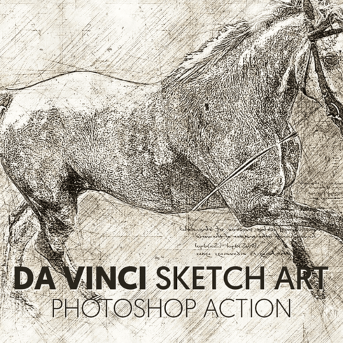 Da Vinci sketch art photoshop action, main picture 1010x1010.