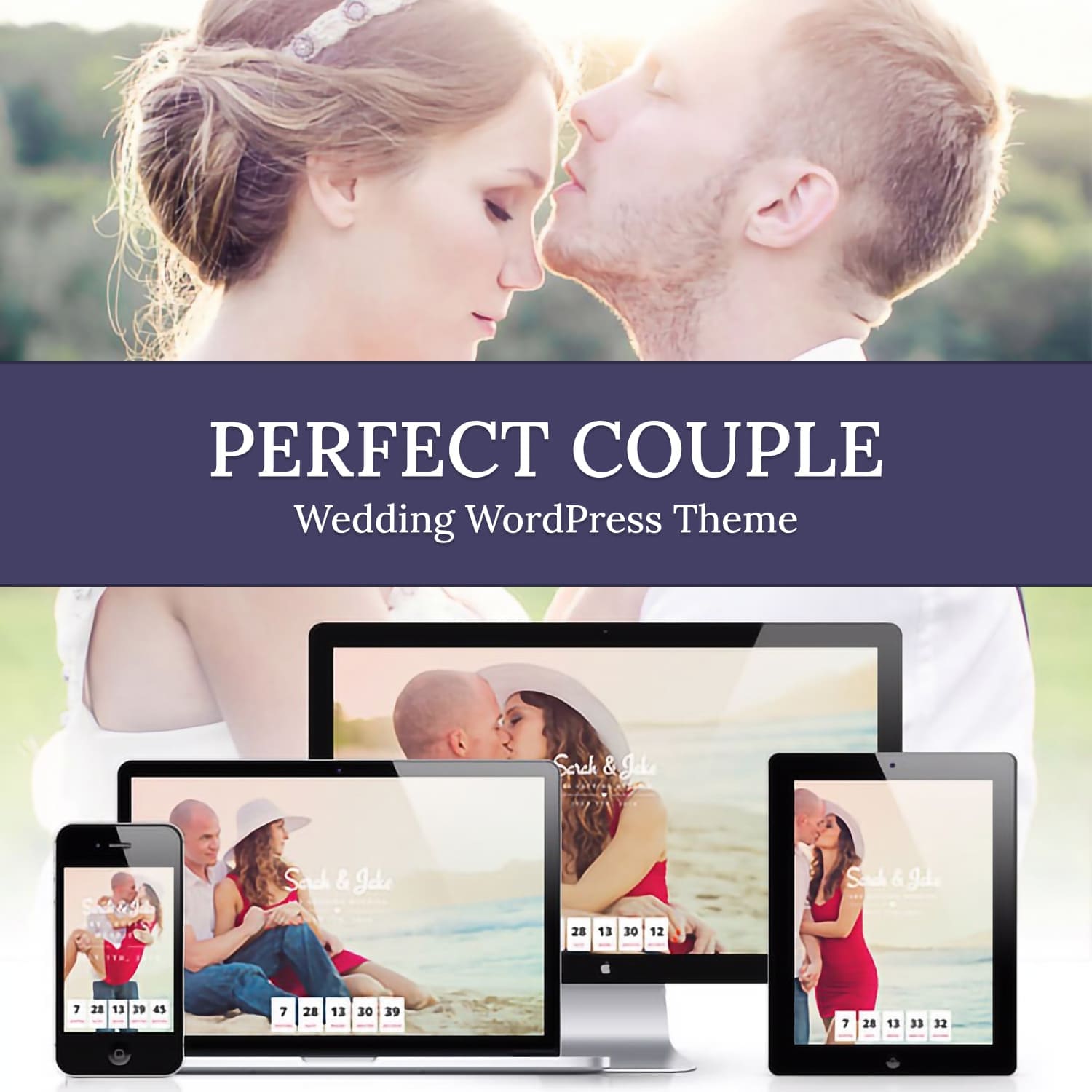 Perfect couple wedding wordpress theme, main image 1500x1500.