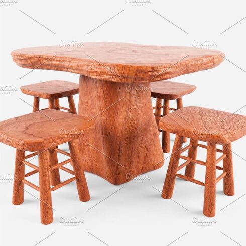 Rustic wood table and chairs, main picture.