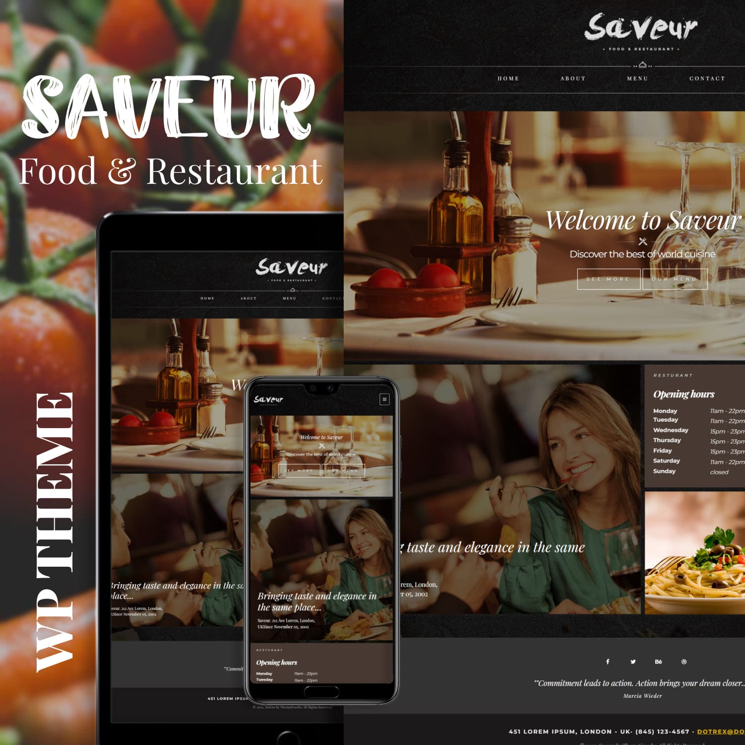 Saveur food restaurant wordpress, first picture 1500x1500.