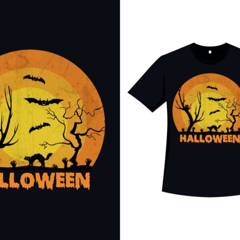 Spooky retro t-shirt for halloween, main image 1200x800.