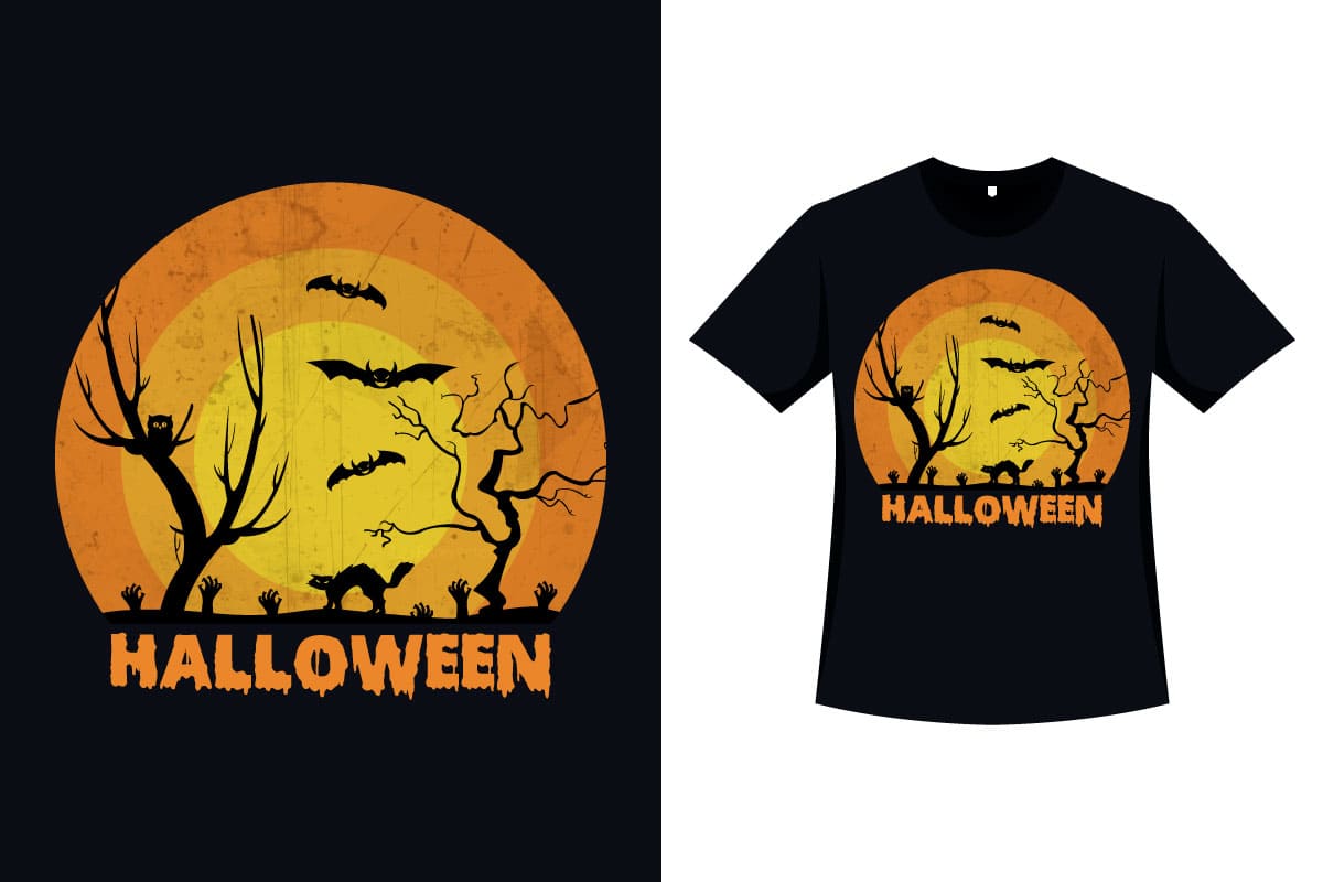 Spooky retro t-shirt for halloween, main image 1200x800.