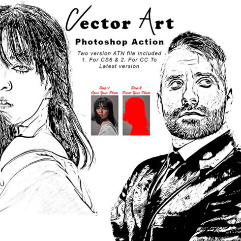 Vector art photoshop action, main picture 1010x1010.