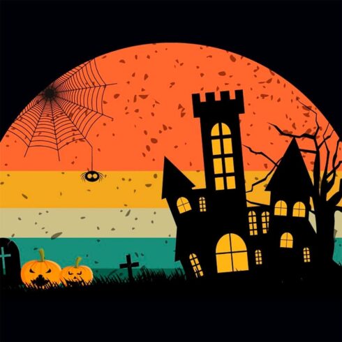 Vintage color halloween t-shirt design, main image 1010x1010.