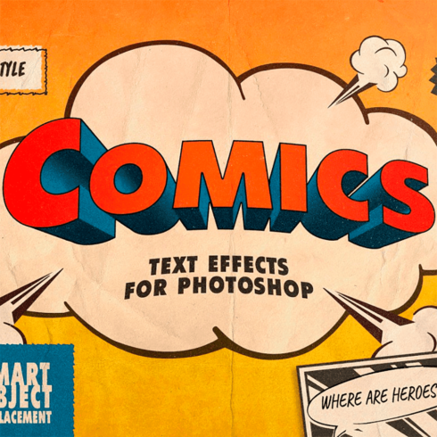 Vintage comics text effects, main image 1010x1010.