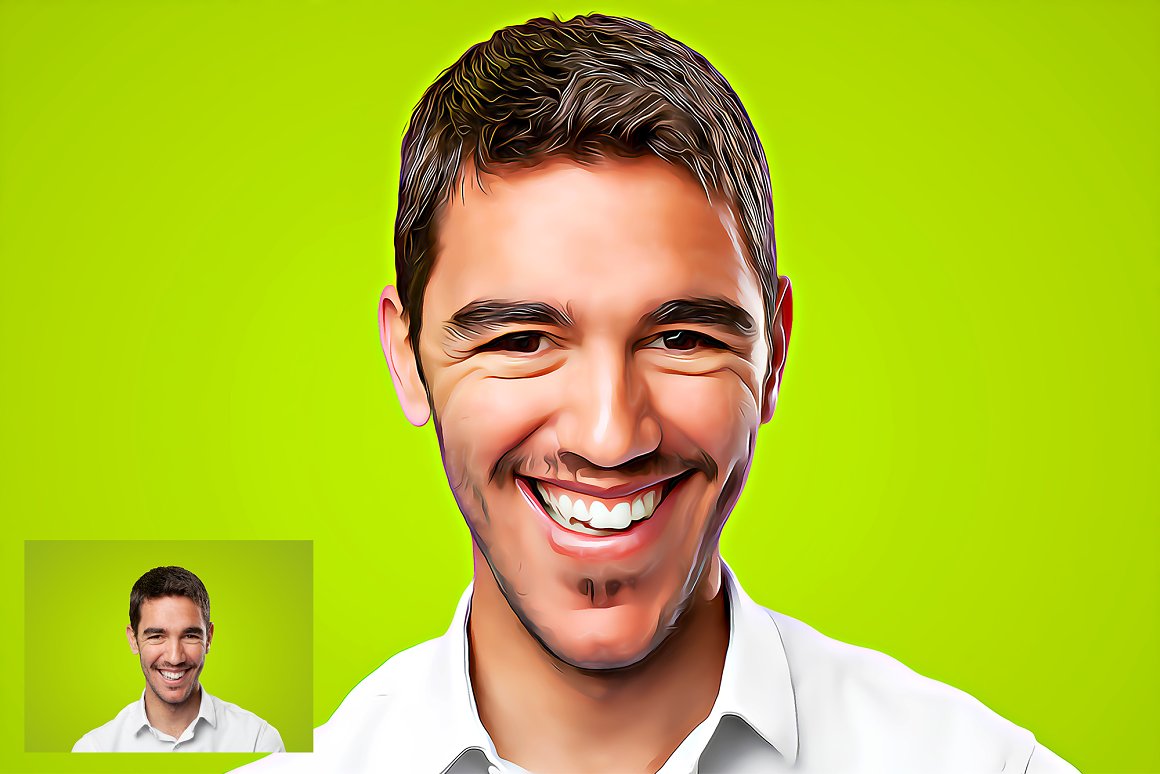 Green background and a man's face.