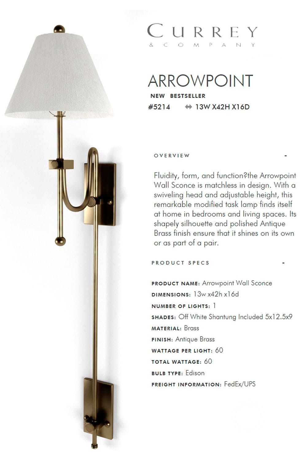 Arrowpoint wall sconce, picture for pinterest.
