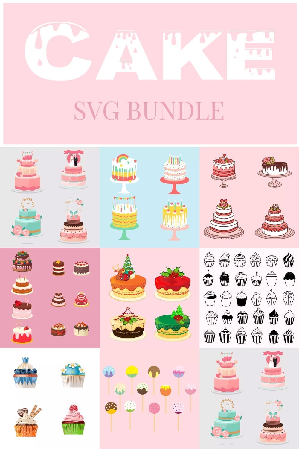 Cake SVG bundle, image pinterest 1000x1500.