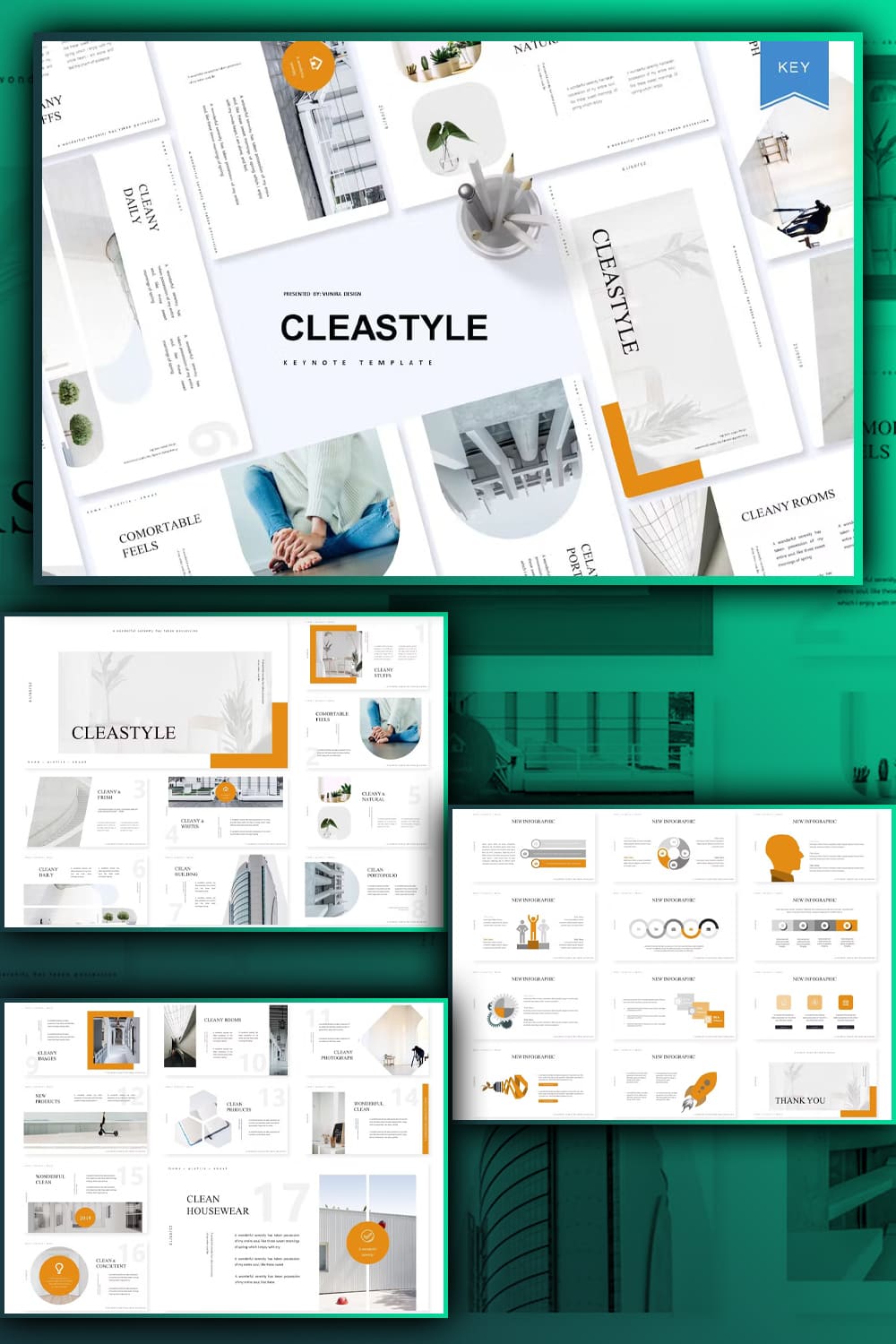 Cleastyle keynote template, image for pinterest 1000x1500.