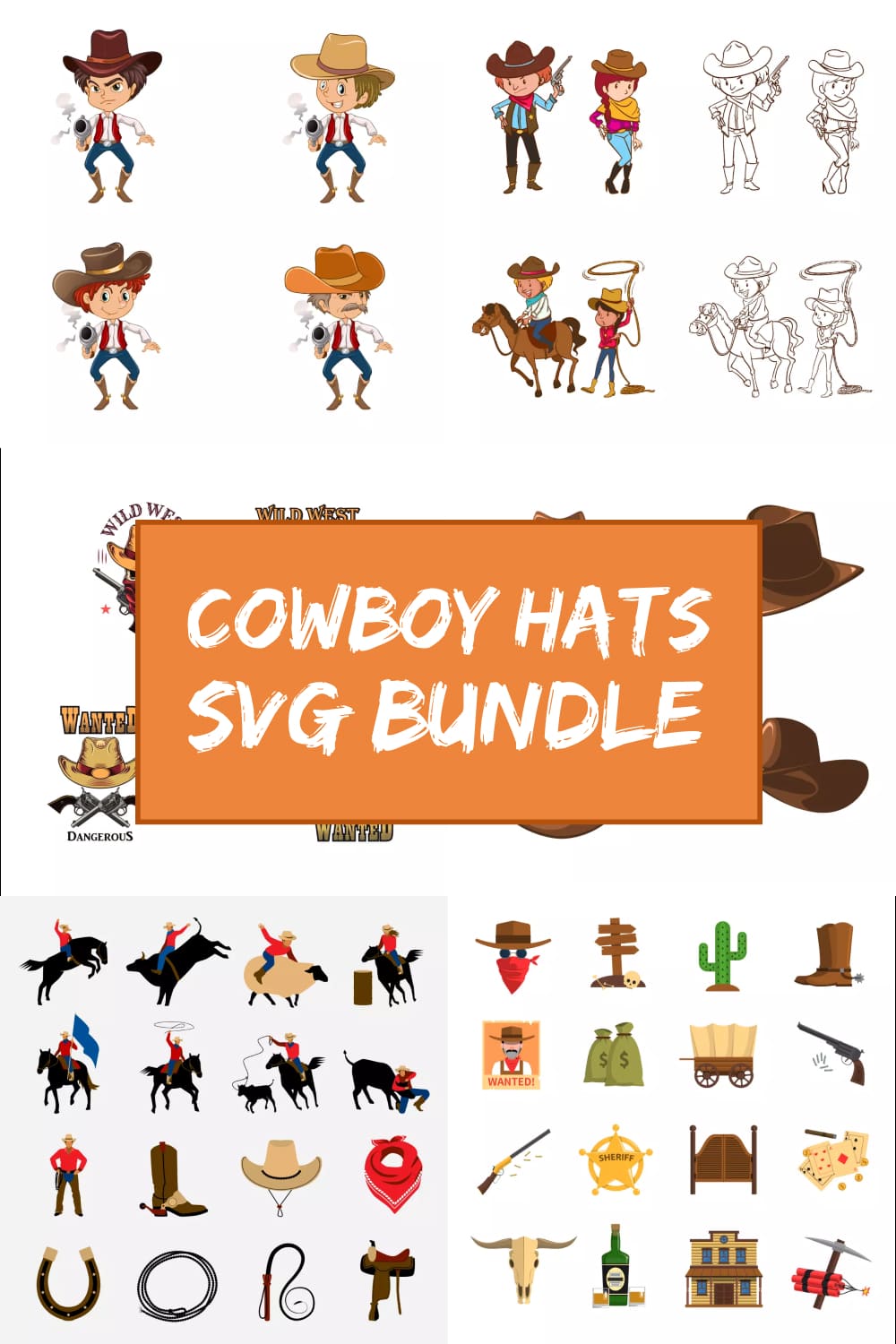 Cowboy hats SVG bundle, for pinterest.