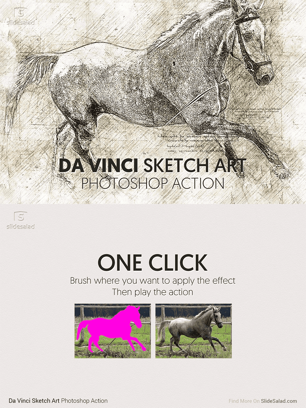 Da Vinci sketch art photoshop action, picture for pinterest 1000x1334.