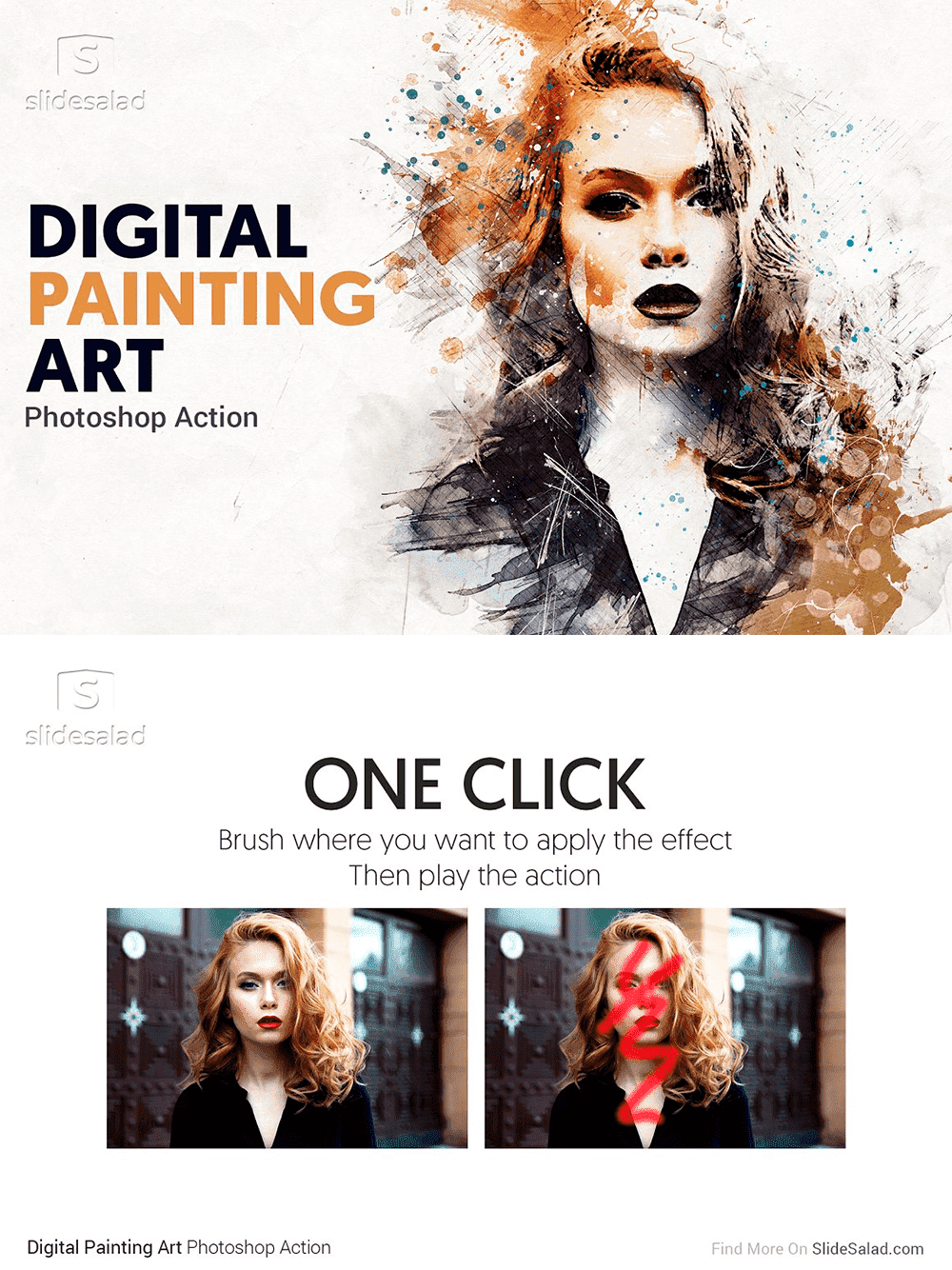 Digital painting photoshop action, picture for pinterest 1000x1334.