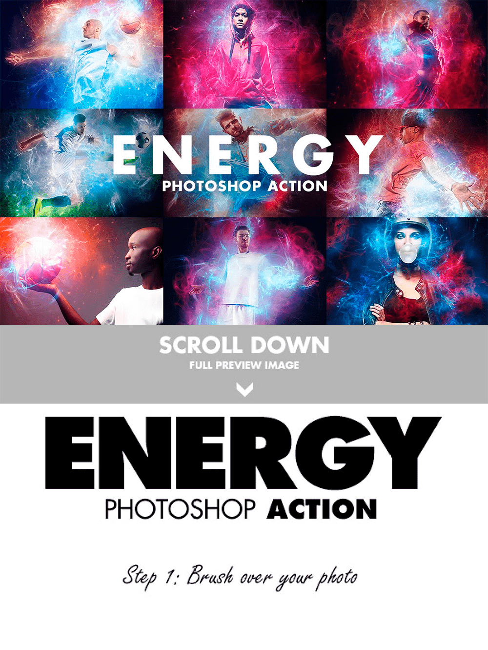 Energy photoshop action, picture for pinterest 1000x1331.