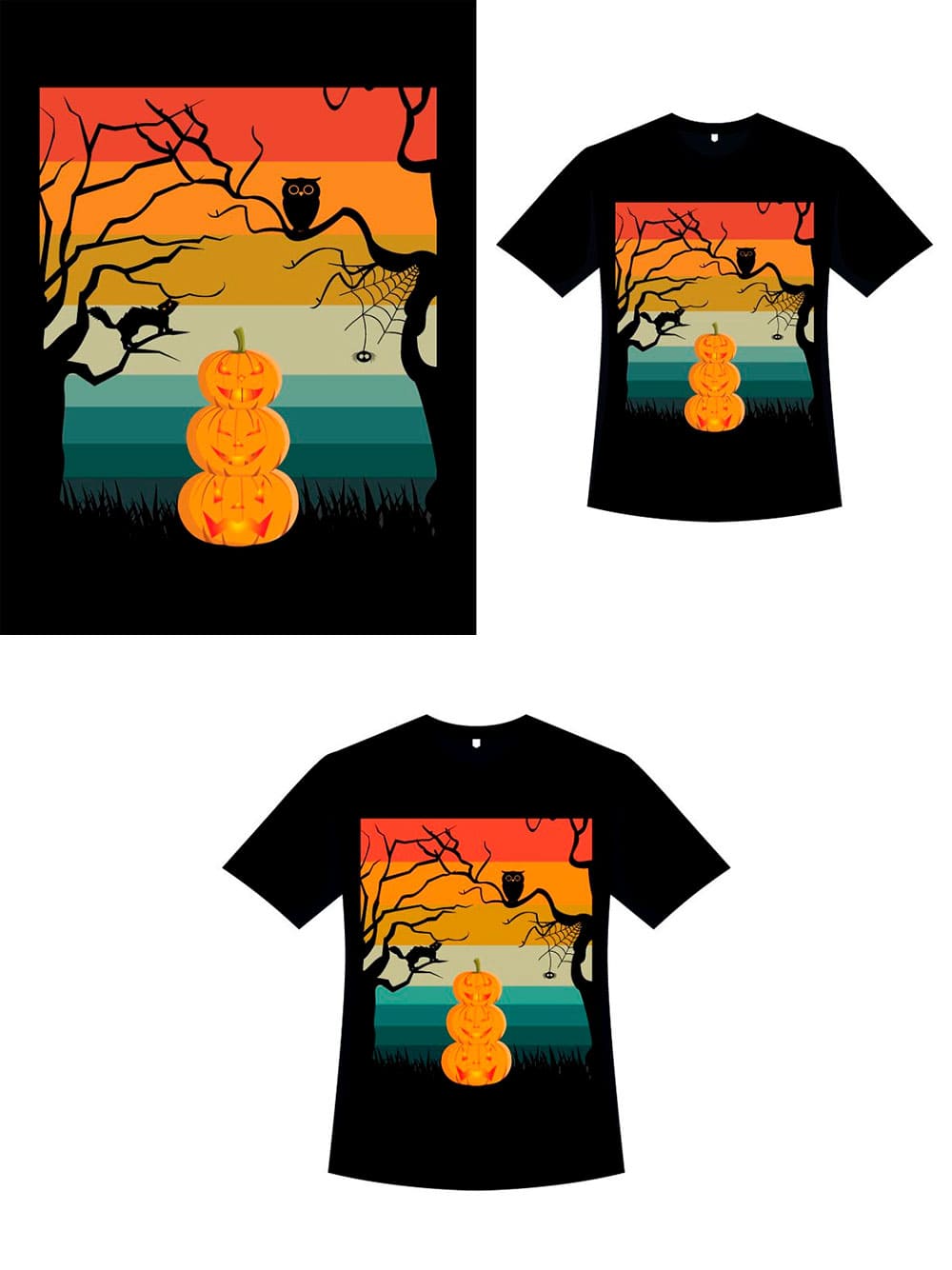 Halloween retro color t-shirt design, for pinterest.