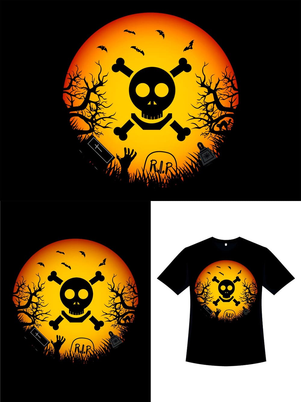 Halloween scary skull t-shirt design, picture for pinterest.
