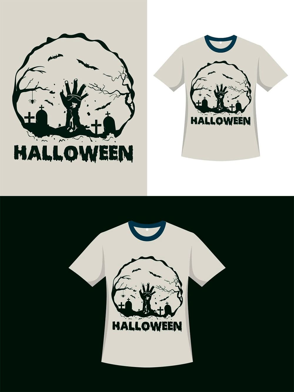 Halloween silhouette vintage t-shirt, for pinterest.