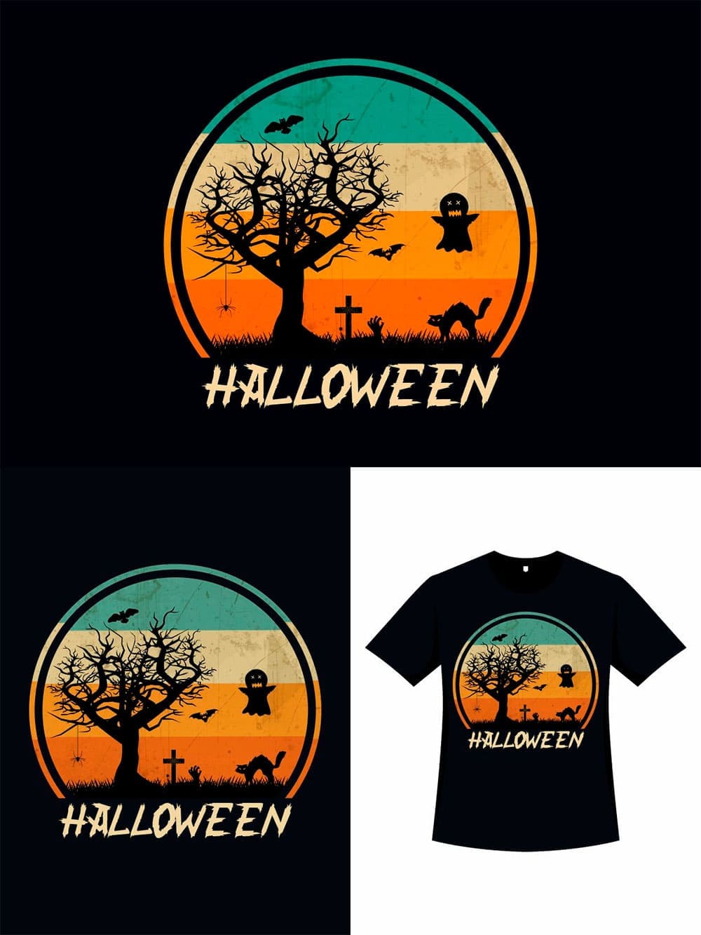 Halloween stylish retro color t-shirt, picture for pinterest 1000x1333.