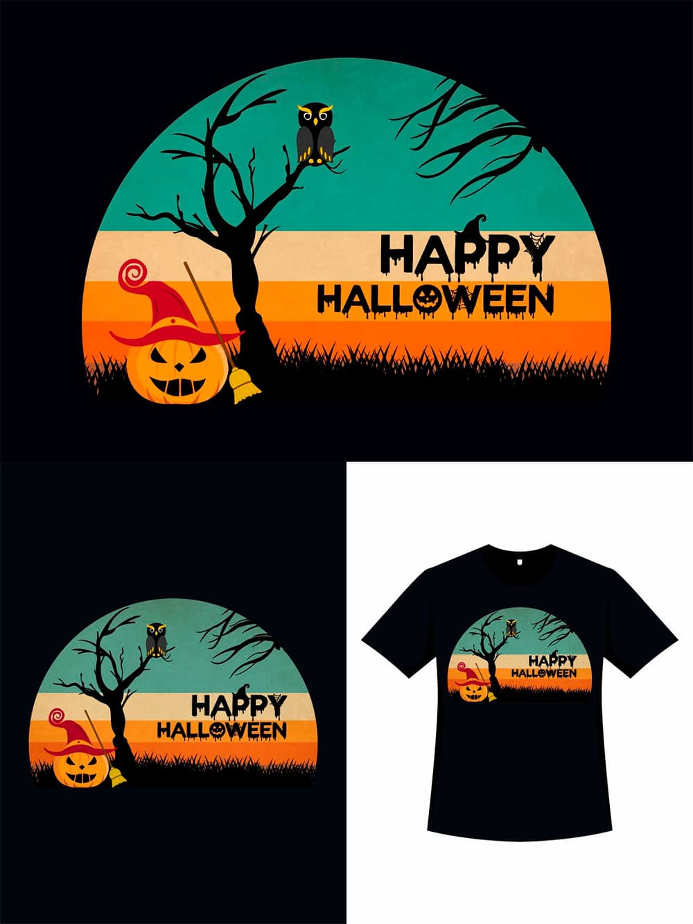 Halloween time vintage t-shirt design, picture for pinterest.