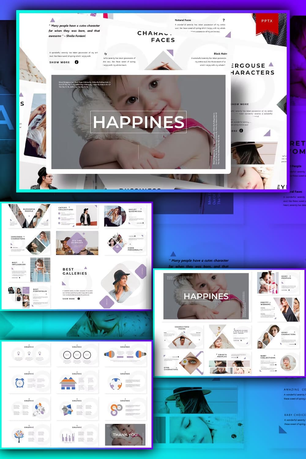 Happines powerpoint template, picture for pinterest 1000x1500.