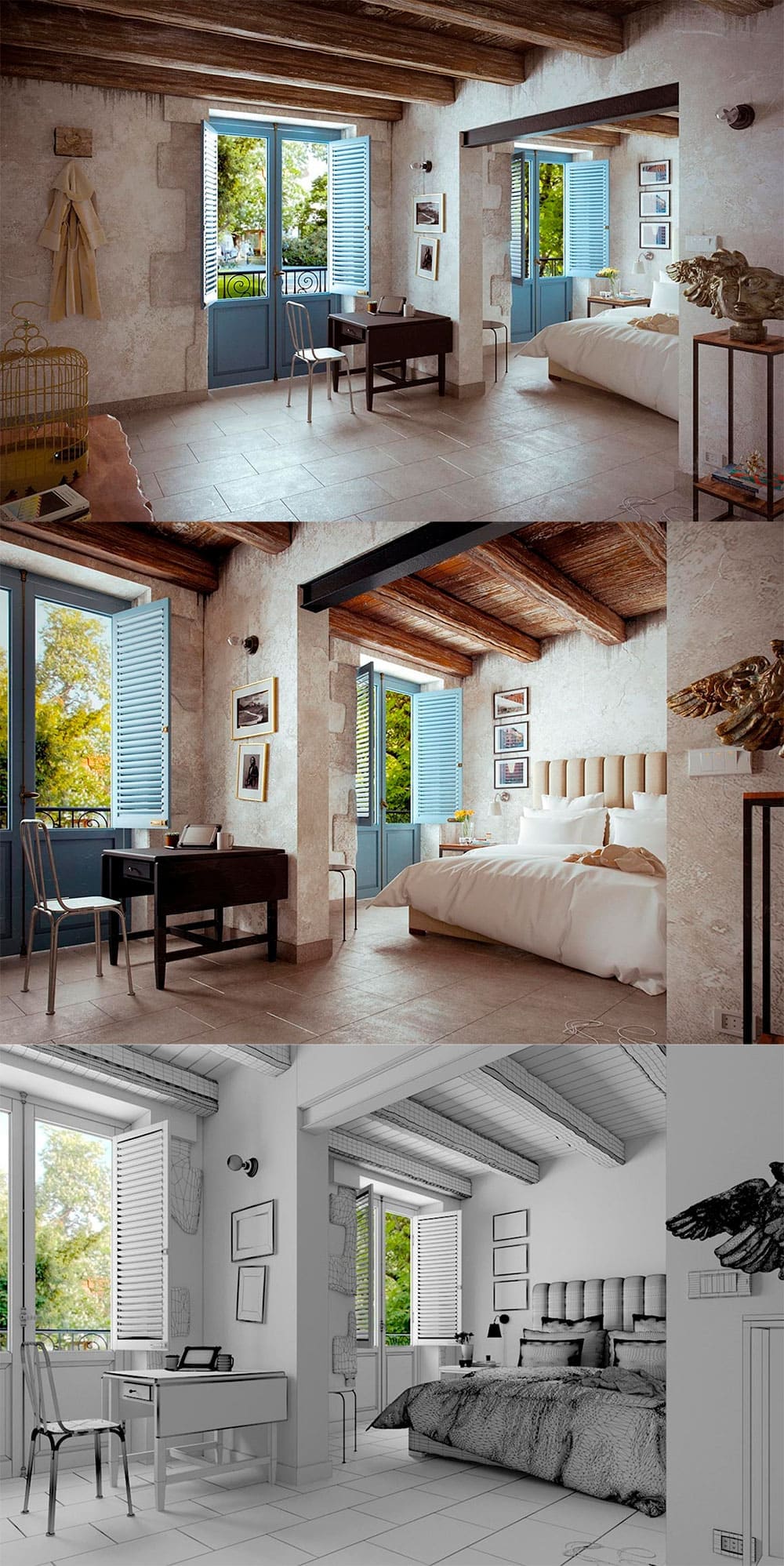 In 2 countryside bedroom, picture for pinterest.