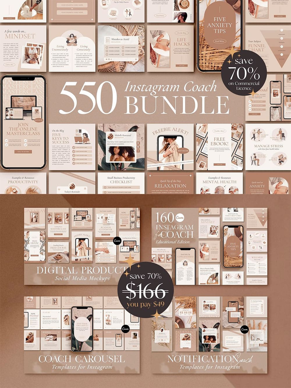 Instagram coach 4in1 bundle canva, picture for pinterest 1000x1334.