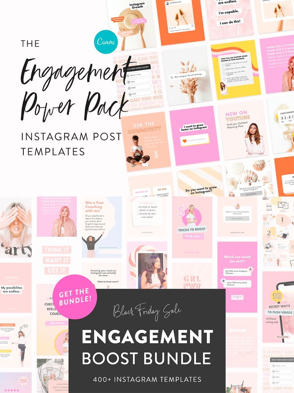 Instagram engagement posts template, picture for pinterest 1000x1334.