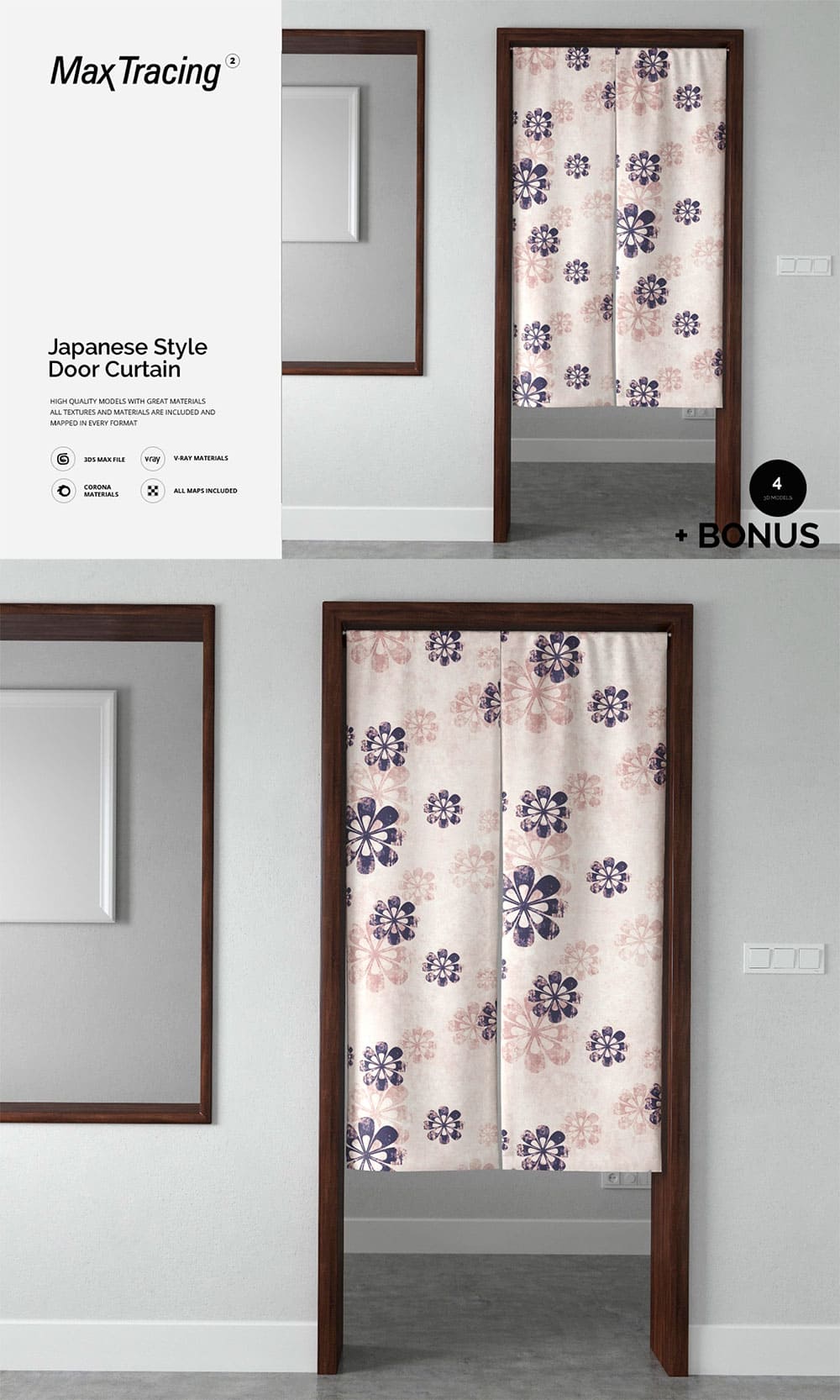 Japanese style door curtain, picture for pinterest.