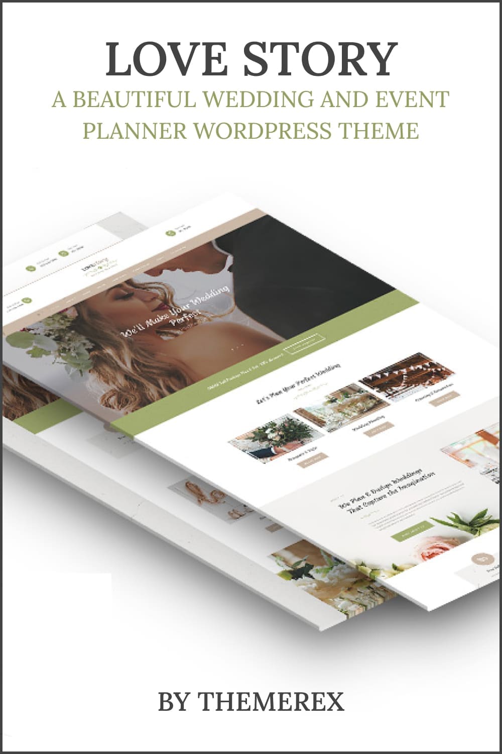 Love story a beautiful wedding and event planner wordpress theme, picture for pinterest 1000x1500.