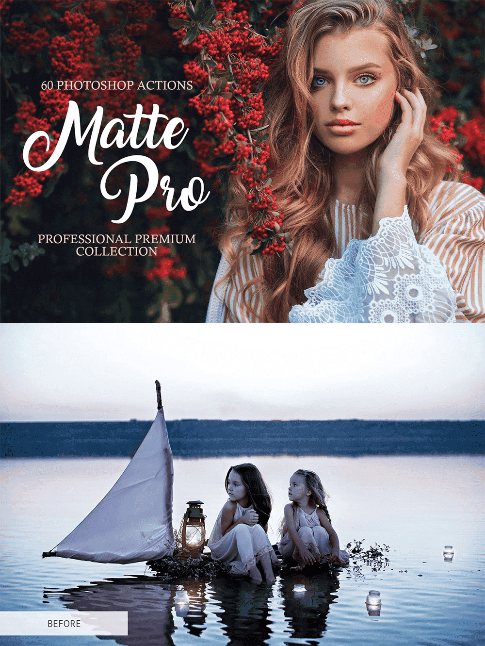 Matte pro photoshop actions, picture for pinterest 1000x1331.