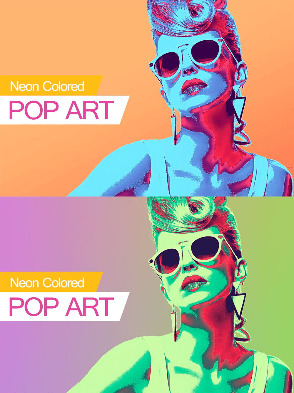 Neon colored pop art, image for pinterest.