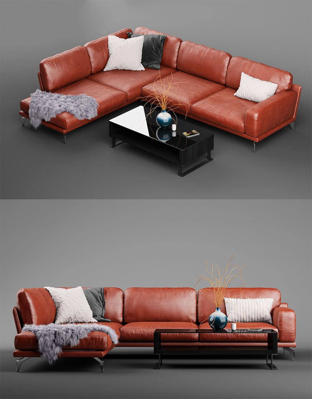 Peruna leather modular sectional sof, picture for pinterest.