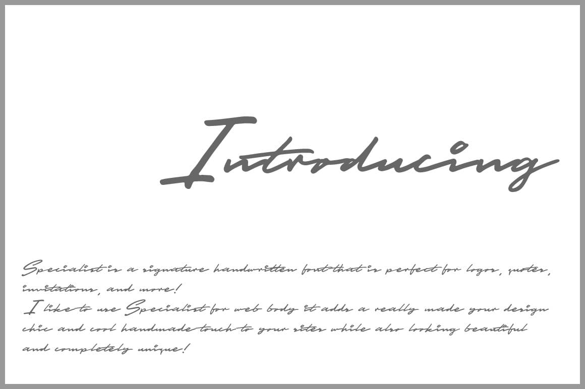 Specialist handwritten font "Introducing".