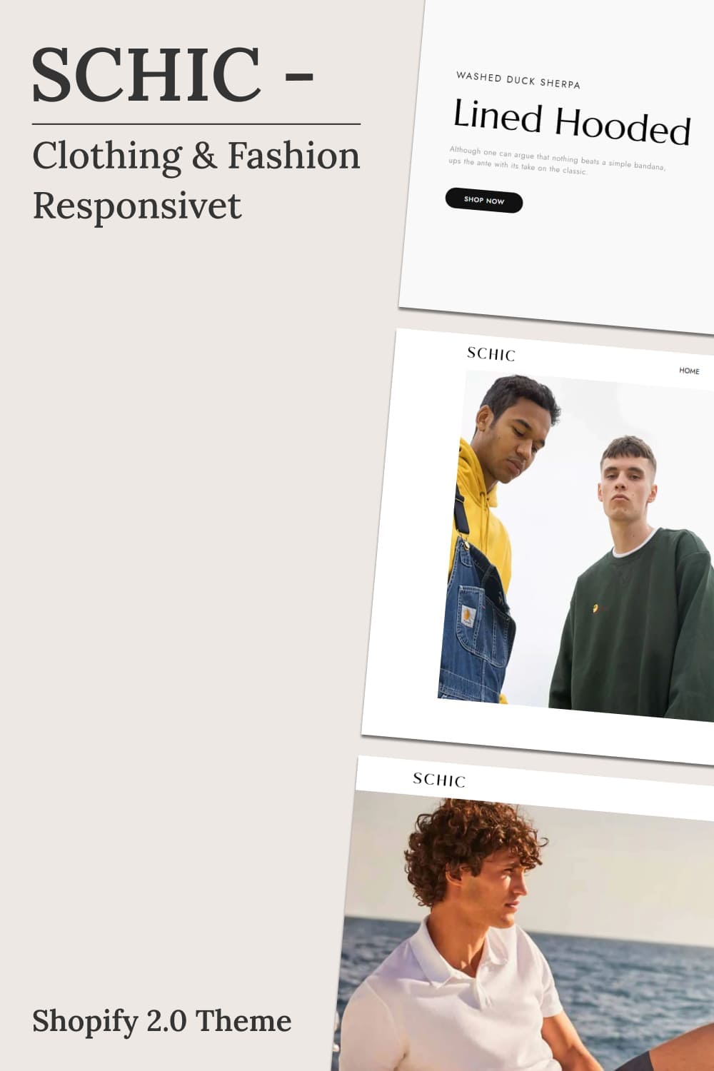 Schic clothing fashion responsive shopify 2.0 theme, image for pinterest.