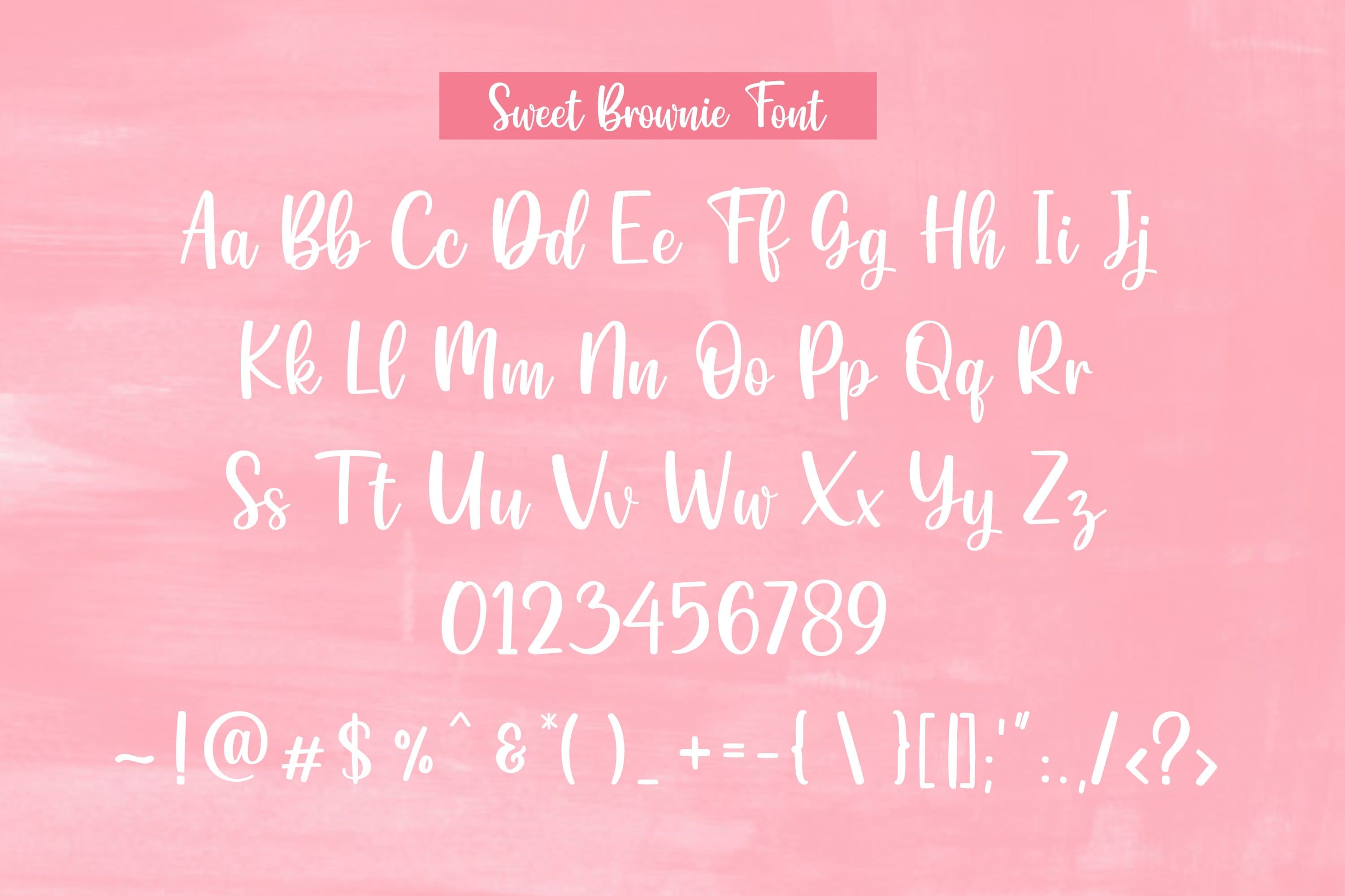 Sweet Brownie Font - Alphabet on pink background.