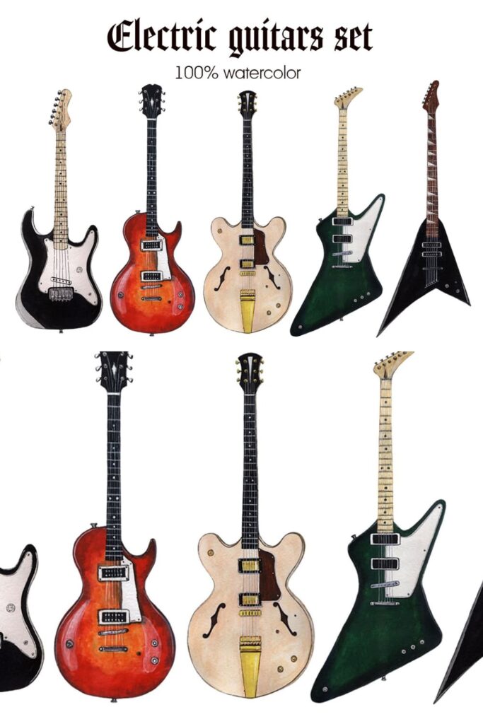 Let's Rock. Electric Guitars Set. – MasterBundles