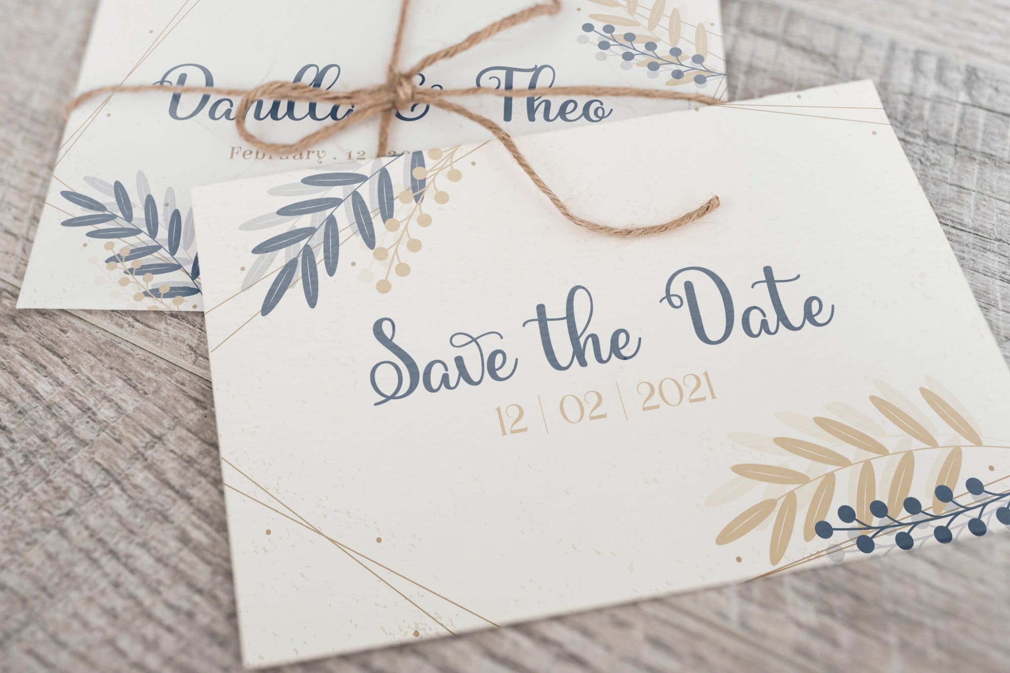Wedding invitation card with date.