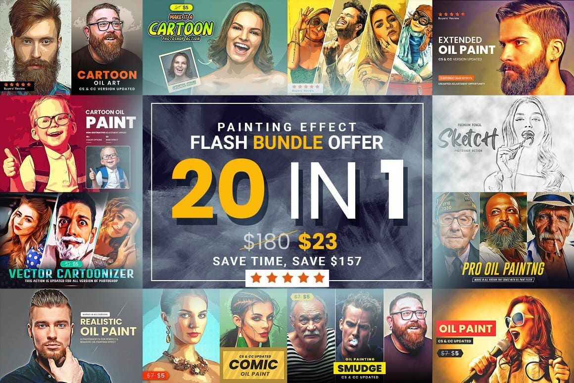 Flash Bundle Offer Painting Effect, 20 in 1 - Save Time, Save $157.