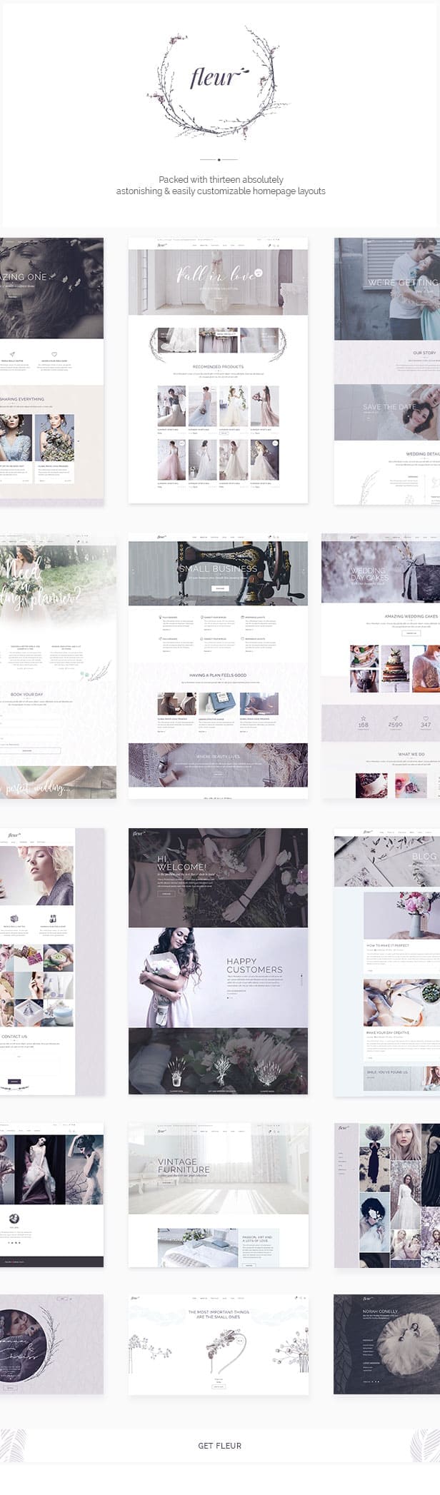Fleur, Packed with thirteen absolutely astonishing & easily customizable homepage layouts.
