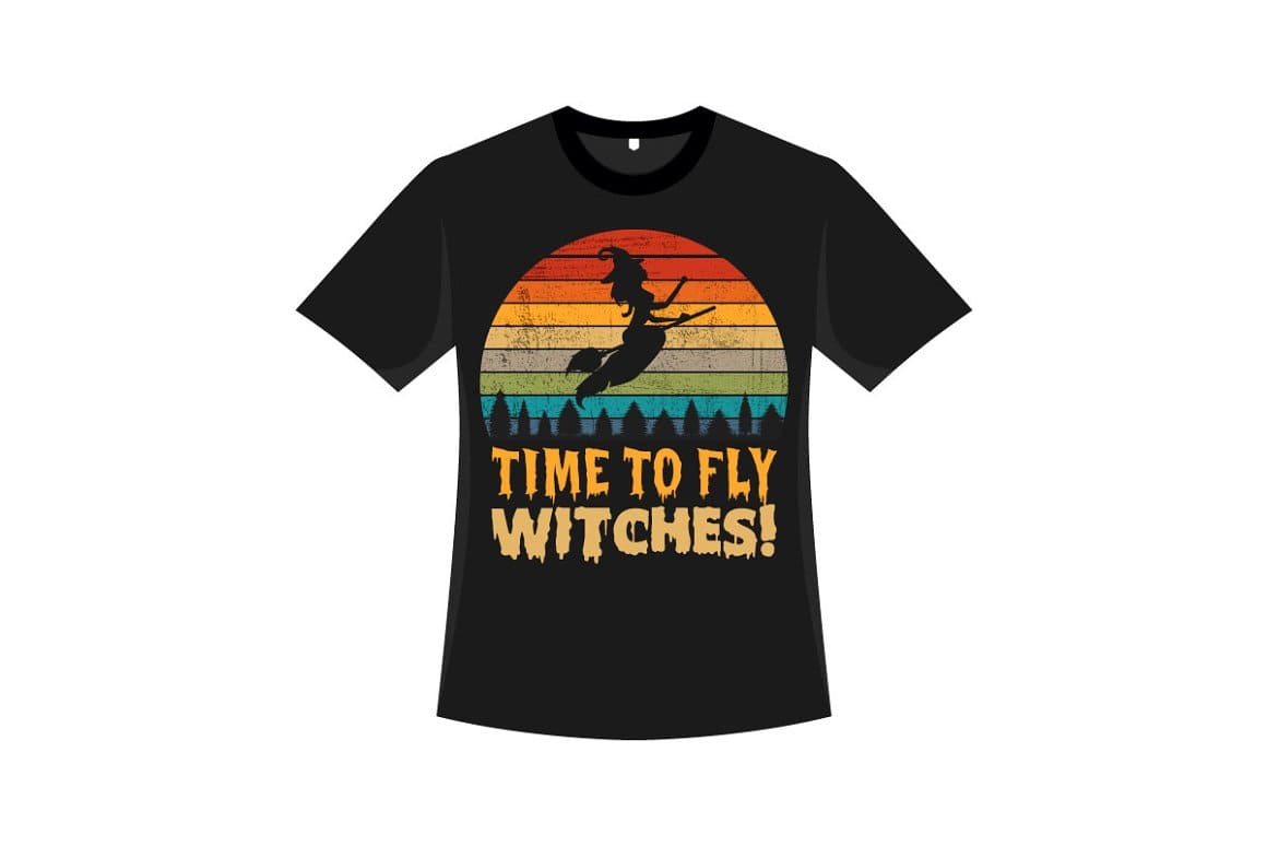 T-shirt with inscription "Time to fly witches".