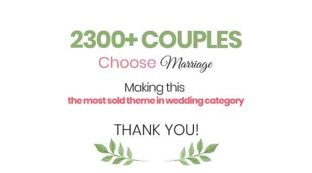 Marriage responsive wedding wordpress theme, 2300+ Couples.
