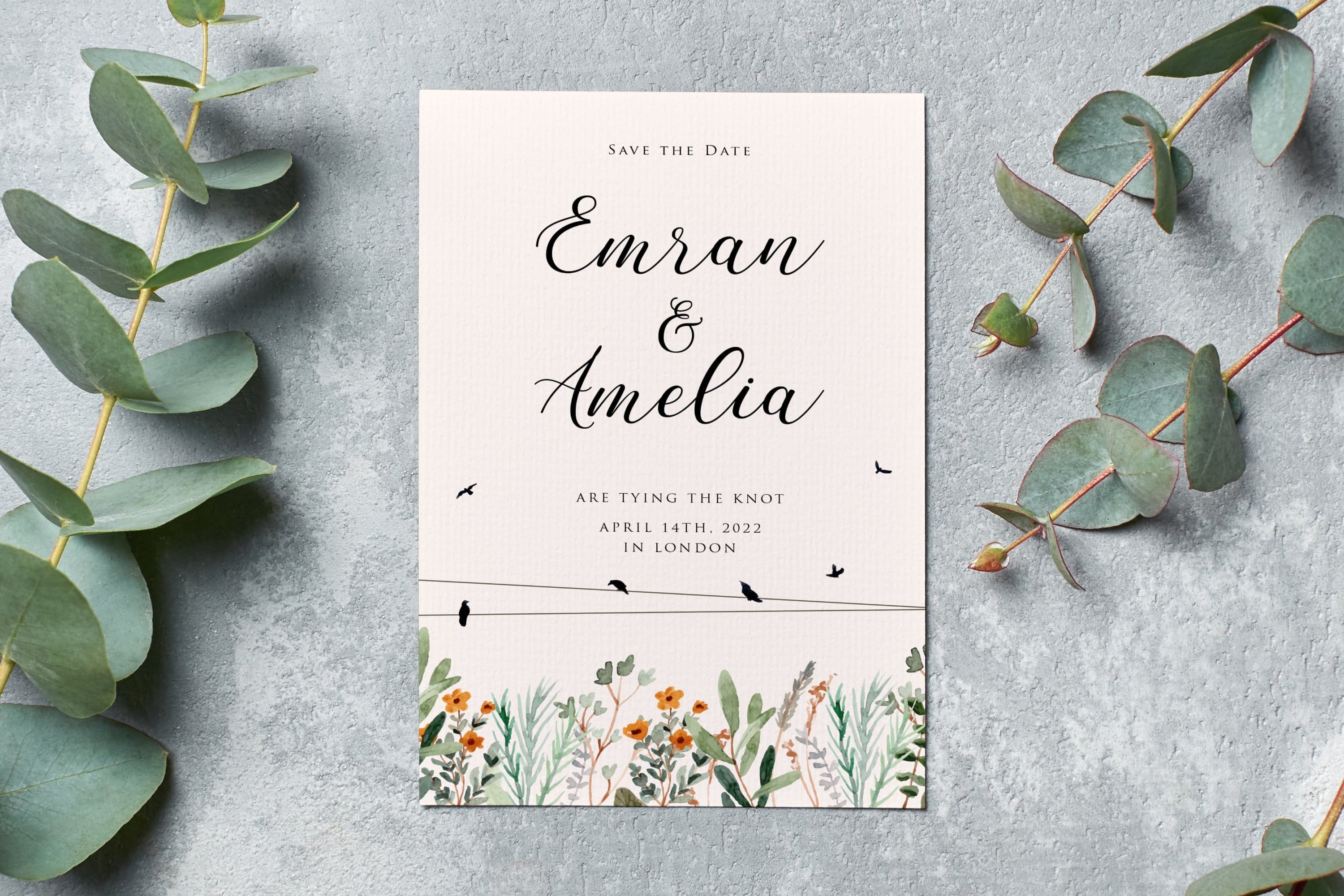 "Emran & Amelia" invitation card.