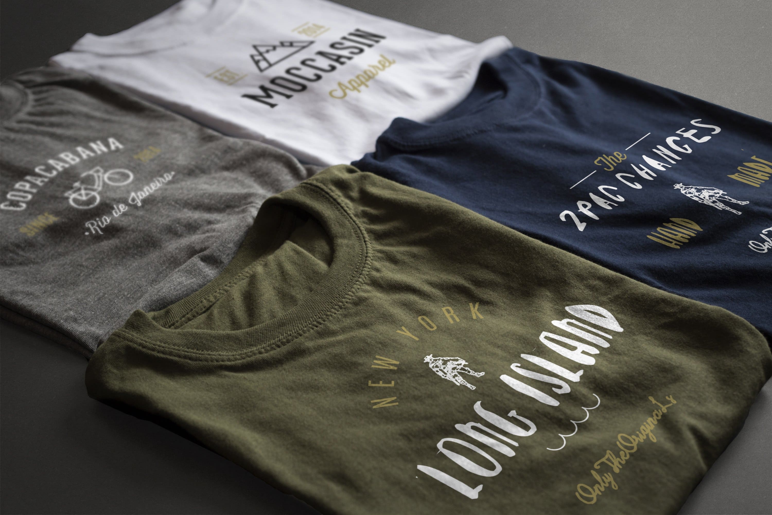 T-shirts with inscriptions of Railway Western Font.