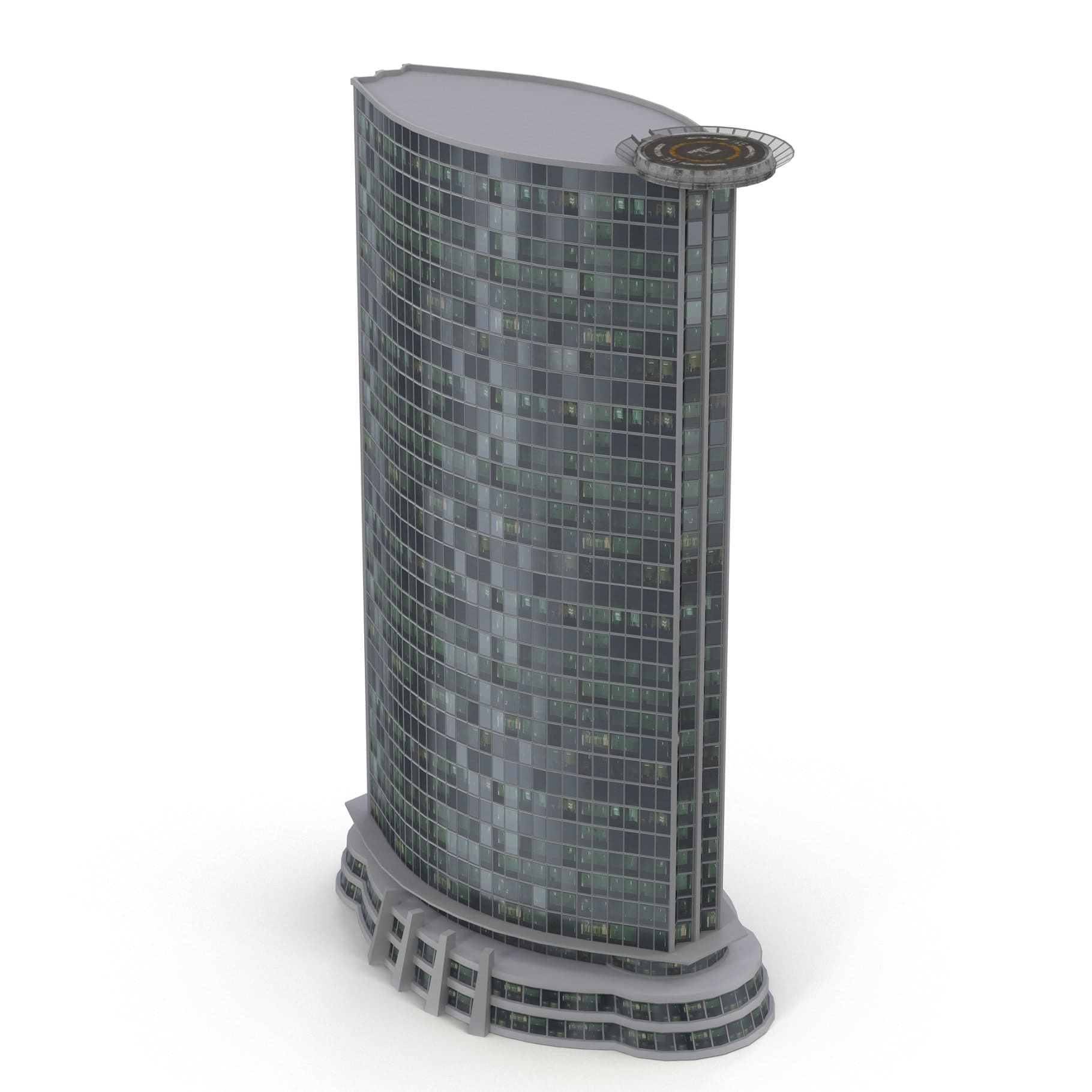 Layout of a skyscraper with panoramic windows.