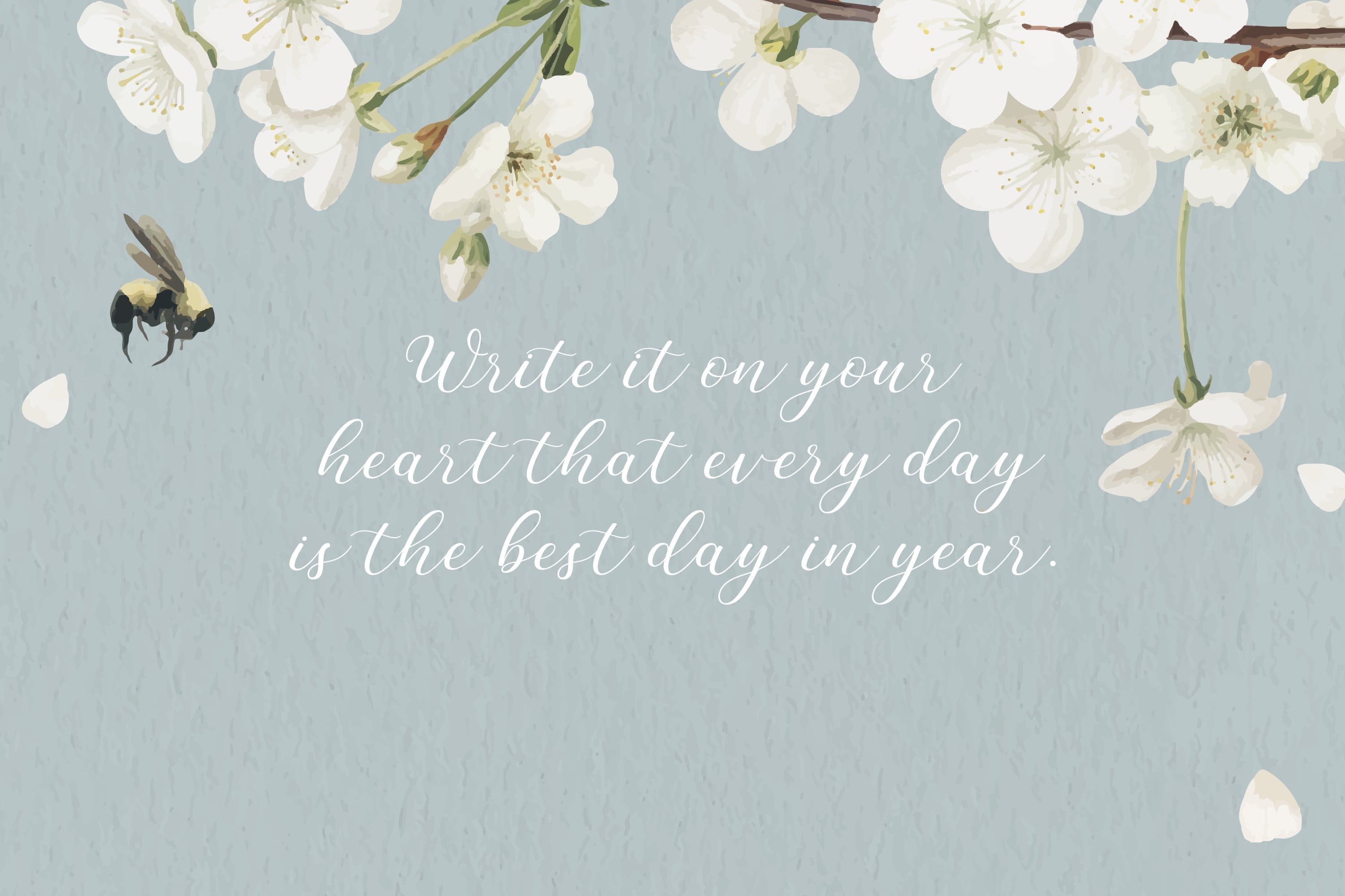 Description on the picture: "Write it on your heart that every day is the best day in the year".