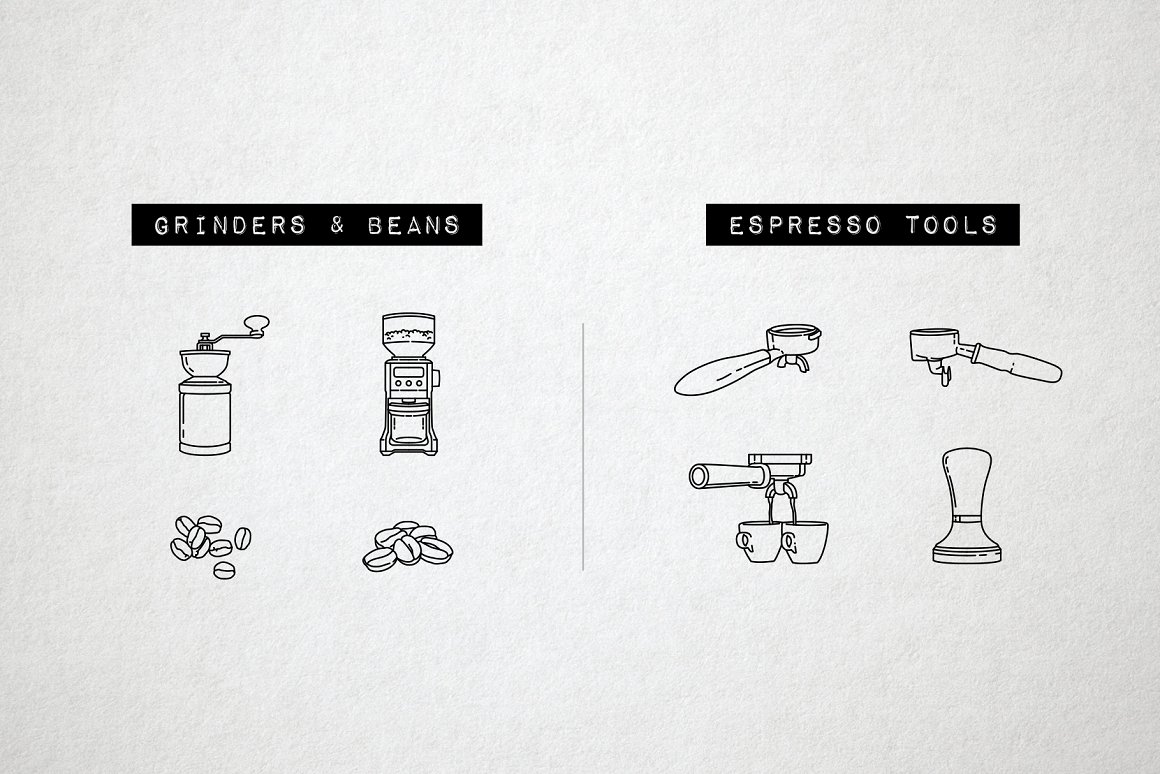 Great images and icons for creating coffee drinks.