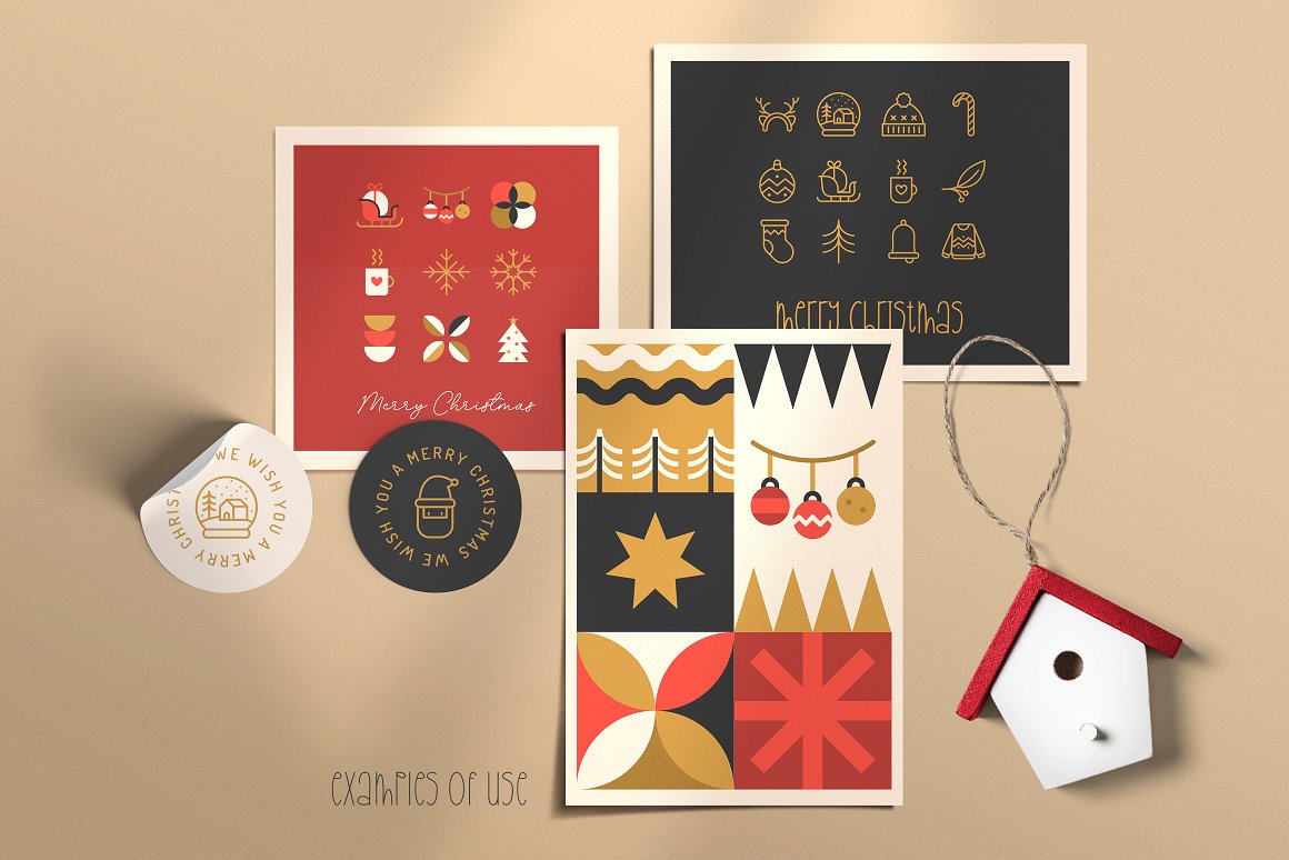 Wonderful different icons for the theme of Christmas.