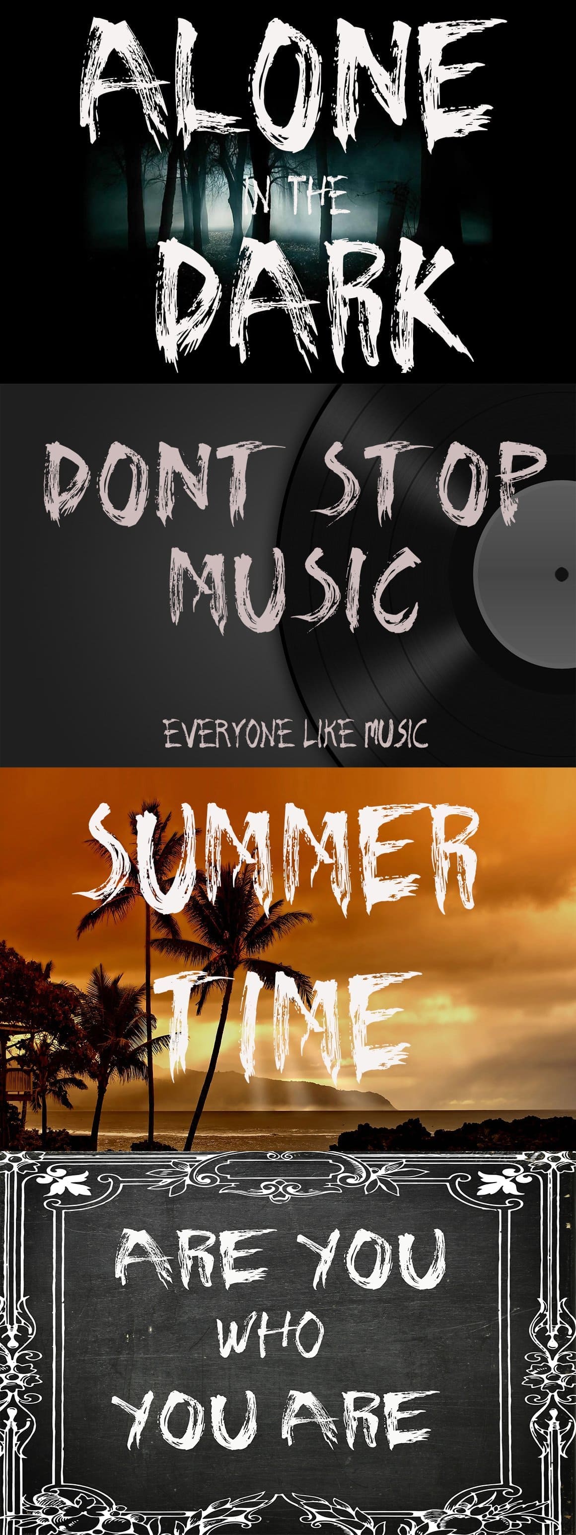 Natural 2 fonts: "Alone in the Dark, Don't stop music".