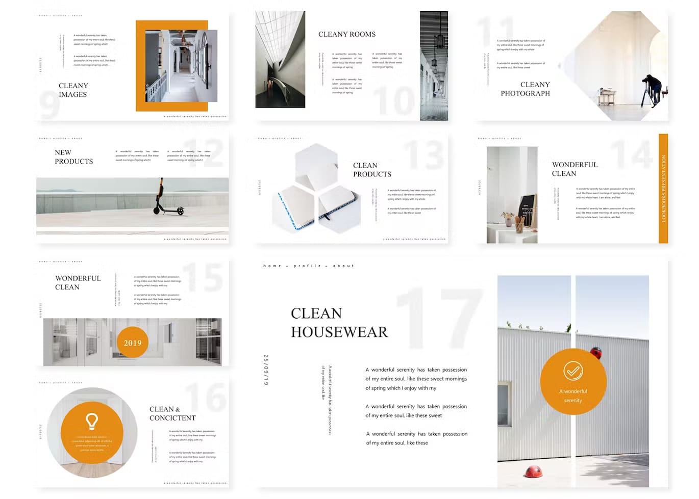 Cleastyle, 8 slides: Cleany Images, Cleany Rooms, New Products, Clean Products.