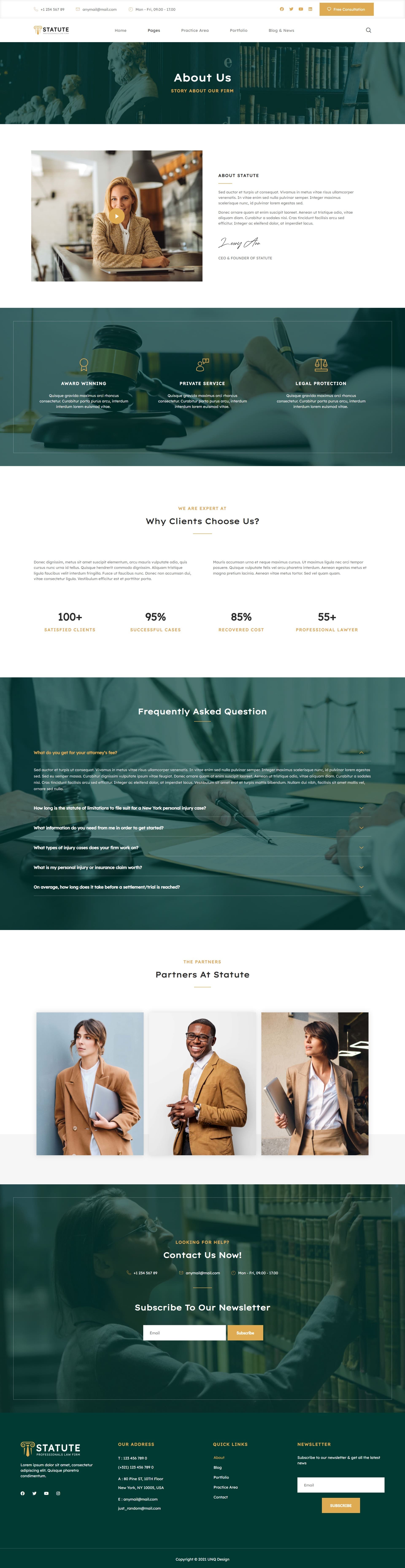 Quick links of Statute - Law Firm & Attorney Elementor Template Kit.
